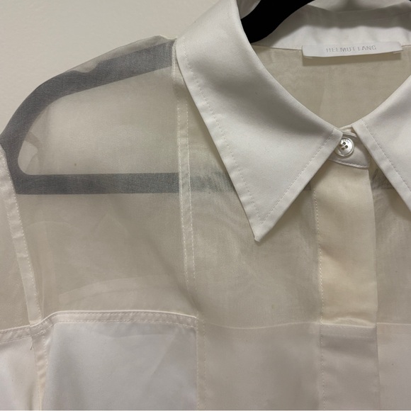 HELMUT LANG Poplin Sheer Detail Tuxedo Shirt - Picture 7 of 10